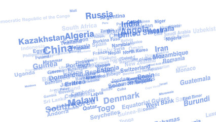 Fototapeta premium Name of country on white background showcasing beauty and diversity of world travel