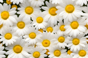 Yellow Daisies or chamomile flowers full-frame background 