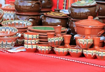 Traditional Bulgarian dishes at the Kukerlandia Festival in Yambol (Bulgaria)