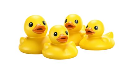 A vibrant group of yellow rubber ducks sit closely together, radiating warmth and cheerfulness