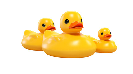 A group of yellow rubber ducks sitting together in a row