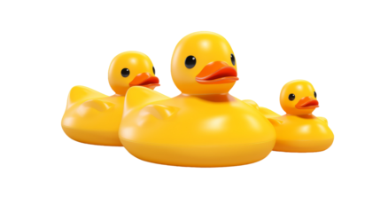 A group of yellow rubber ducks sitting together in a row