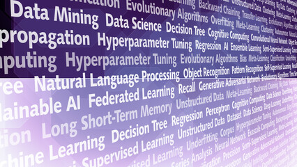 Ai texts background on artificial intelligence neural networks, machine learning, and more for presentation