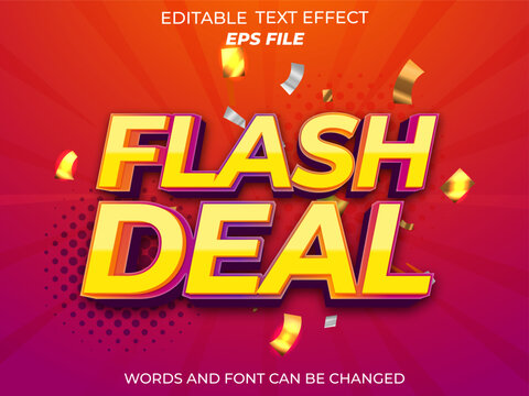 flash deal text effect, font editable, typography, 3d text. vector template