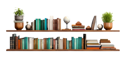 Two shelves crammed with an abundance of books in various sizes and colors