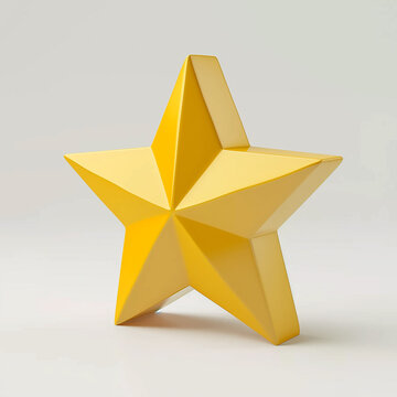 flat gold five pointed star, 3D rendered,icon,flat design,white background.