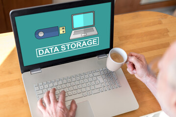 Data storage concept on a laptop