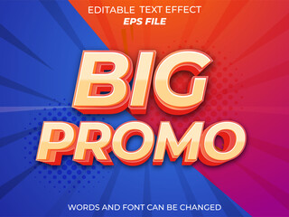 big promo text effect, font editable, typography, 3d text. vector template
