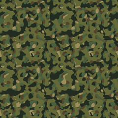 Fototapeta premium Military flecktarn camouflage illustration seamless pattern green woodland camo square texture banner illustration wallpaper
