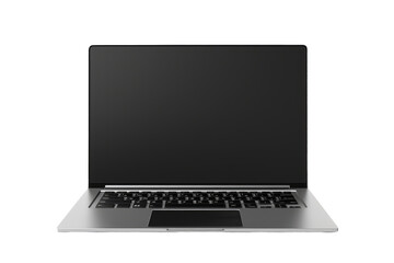 Open Laptop Computer on White Surface. On a White or Clear Surface PNG Transparent Background.