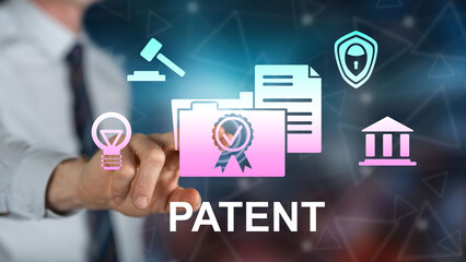 Man touching a patent concept