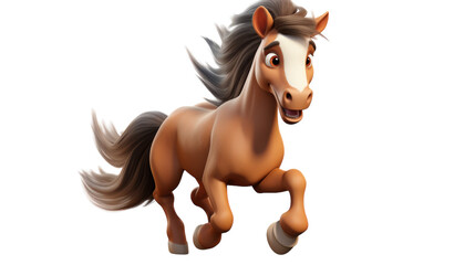 A spirited cartoon horse running with its mouth open