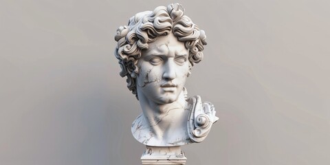 Stylish Greek God Apollo Head 3D Illustration. - obrazy, fototapety, plakaty