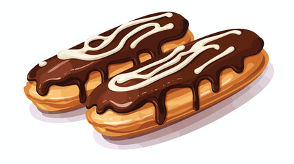 Illustration of sweets chocolate eclairs. flat vector