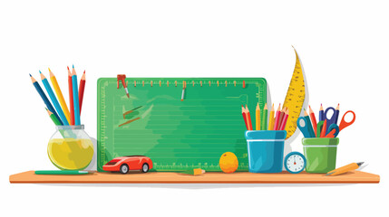Illustration with a background of green school board