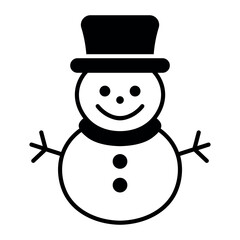 black vector snowman icon on white background