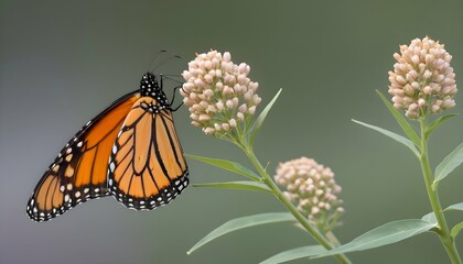 A Monarch Butterfly Perched On A Milkweed