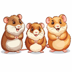 Cute Hamsters Clipart isolated on white background