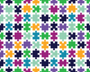 Colorful shiny puzzle on a white background, separate pieces	