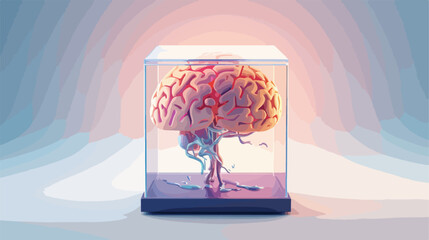 Light bulb with a brain inside. Creative concept fla