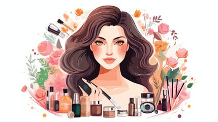 Make up cosmetics beauty girl theme vector design 