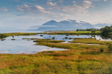 Naklejka premium landscape with lakes and mountains