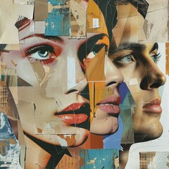 
profile three portraits in one abstract art