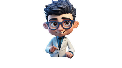 A dapper cartoon character in glasses and a suit standing confidently
