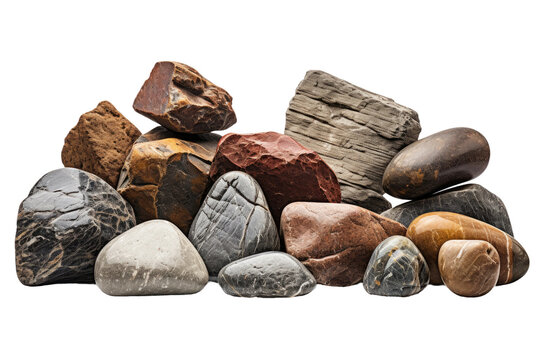 Stack of Rocks Formation. On a White or Clear Surface PNG Transparent Background.