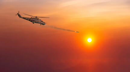 Fototapeta na wymiar Russian Mi-24 helicopter.