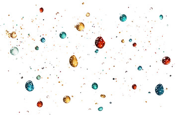 Group of Different Colored Balls Floating in the Air. On a White or Clear Surface PNG Transparent Background.