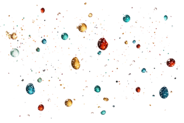 Group of Different Colored Balls Floating in the Air. On a White or Clear Surface PNG Transparent Background.
