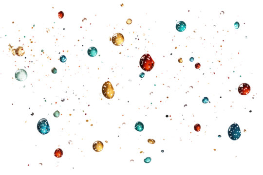 Group of Different Colored Balls Floating in the Air. On a White or Clear Surface PNG Transparent Background.