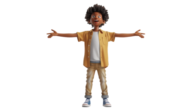 A cartoon man with arms outstretched, expressing joy and freedom