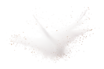 White Substance Flying Through the Air. On a Transparent Background.
