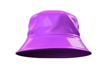Purple Bucket Hat on White Background. On a Transparent Background.