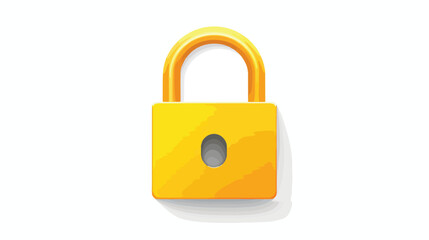 Open lock flat icon. Silhouette lock. Yellow lock is