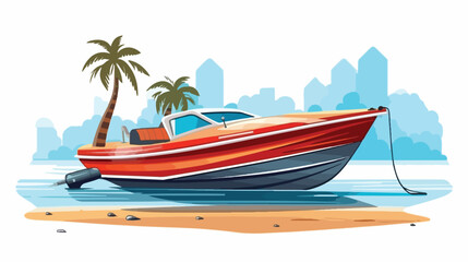 Outdoor activity motor boat sport on the beach illus