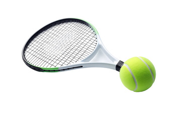 Tennis Racket and Tennis Ball on White Background. On a White or Clear Surface PNG Transparent Background.