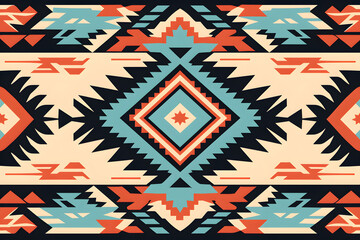 Mexican Navajo tribal seamless pattern. Native American ornament. Boho geometric ornament seamless flat style pattern. 