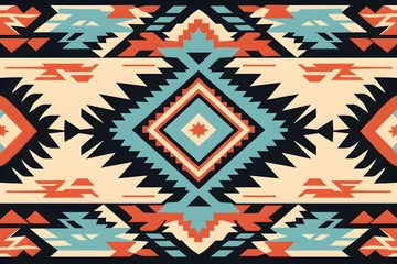 Fotobehang Mexican Navajo tribal seamless pattern. Native American ornament. Boho geometric ornament seamless flat style pattern.  © Oksana