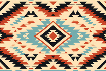 Mexican Navajo tribal seamless pattern. Native American ornament. Boho geometric ornament seamless flat style pattern. 