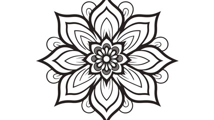 Outline Mandala. Ornamental round doodle flower 