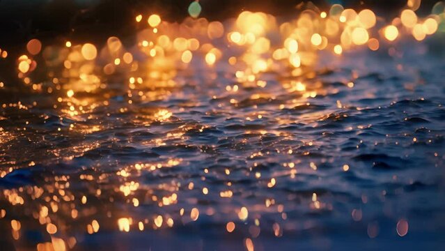 The sparkling water of a river reflecting the dazzling lights of a fireworks display a popular way to celebrate the end of Golden Week in Japan.