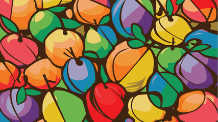 Fototapeta na wymiar In abstract art, fruits are artistically rendered.