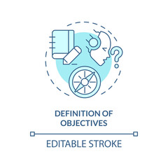 Definition of objectives soft blue concept icon. Prompt engineering. Precise goals. Effective instruction. Round shape line illustration. Abstract idea. Graphic design. Easy to use in article