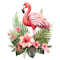 Floral Flamingo Clipart isolated on white background