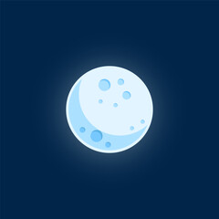 The moon in a flat design style. Full moon vector illustration  isolated on  dark night background