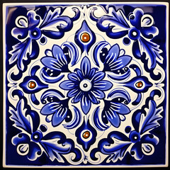 Mexican Traditional Talavera Style Tiles from Puebla