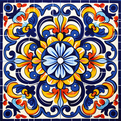 Fototapeta na wymiar Mexican Traditional Talavera Style Tiles from Puebla